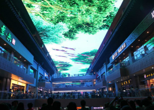  Application scenario of sky screen projection in commercial pedestrian street